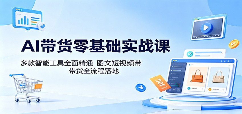AI带货零基础实战课：多款智能工具全面精通，图文短视频带货全流程落地-知享资源网