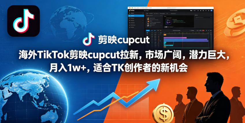 海外TikTok剪映cupcut拉新，市场广阔，潜力巨大，月入1w+，适合TK创作者的新机会-知享资源网