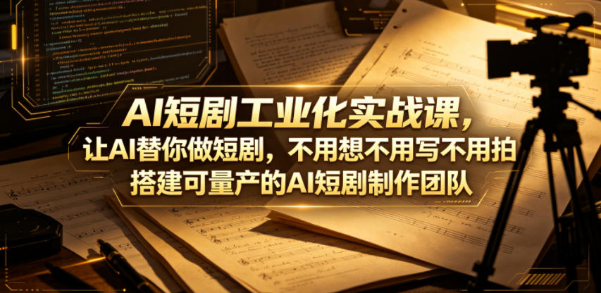 AI短剧工业化实战课，让AI替你做短剧，不用想不用写不用拍，搭建可量产的AI短剧制作团队-知享资源网
