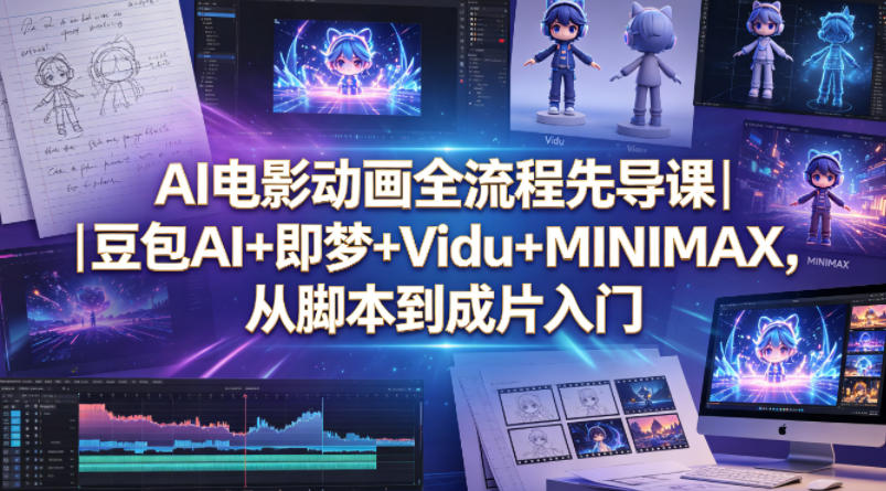 AI电影动画全流程先导课｜豆包AI+即梦+Vidu+MINIMAX，从脚本到成片入门-知享资源网