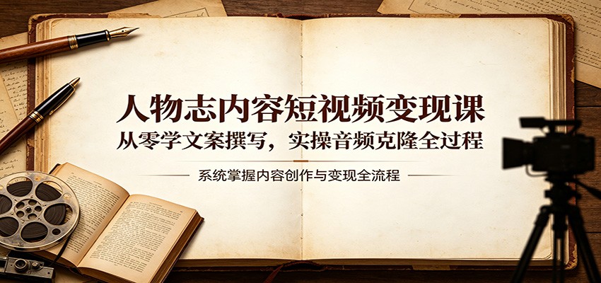 人物志内容短视频变现课：从零学文案撰写，实操音频克隆全过程-知享资源网