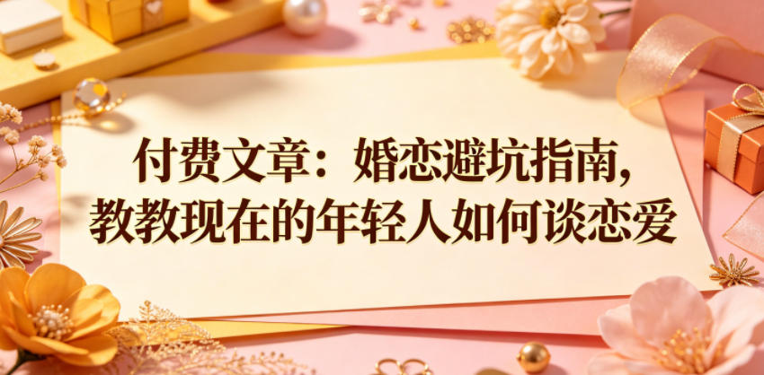 付费文章：婚恋避坑指南，教教现在的年轻人如何谈恋爱-知享资源网