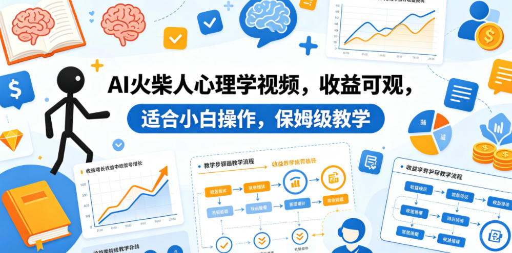 AI火柴人心理学视频，收益可观，适合小白操作，保姆级教学-知享资源网