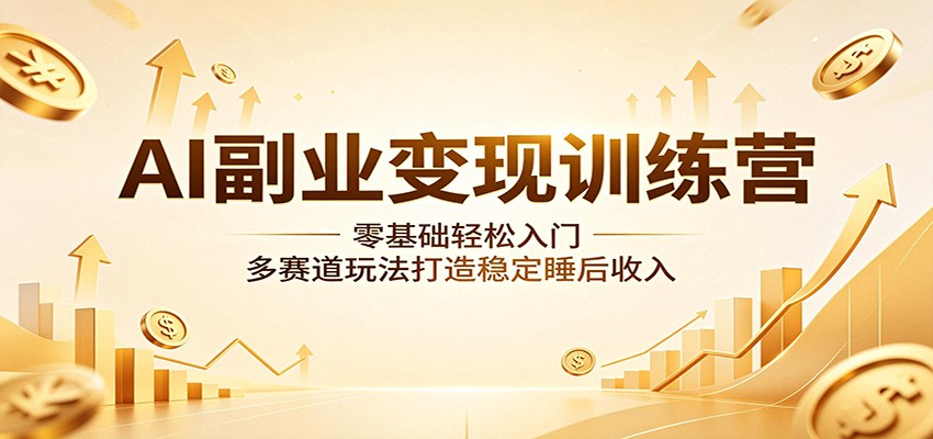 AI副业变现训练营：零基础轻松入门，多赛道玩法打造稳定睡后收入-知享资源网