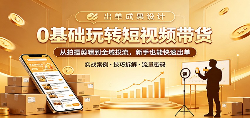 0基础玩转短视频带货：从拍摄剪辑到全域投流，新手也能快速出单-知享资源网