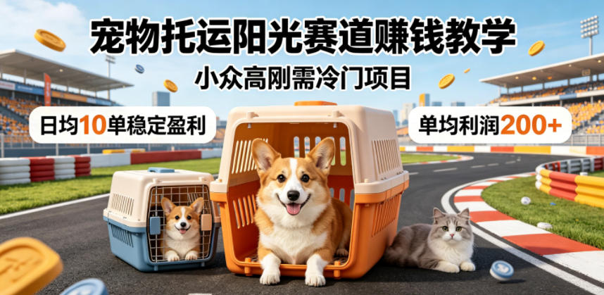 宠物托运阳光赛道賺钱教学，小众高刚需冷门项目，日均10单稳定盈利，单均利润200+-知享资源网