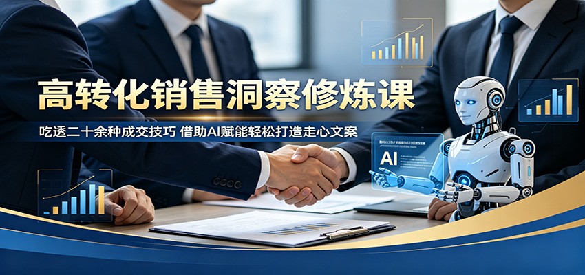 高转化销售洞察修炼课：吃透二十余种成交技巧，借助AI赋能轻松打造走心文案-知享资源网
