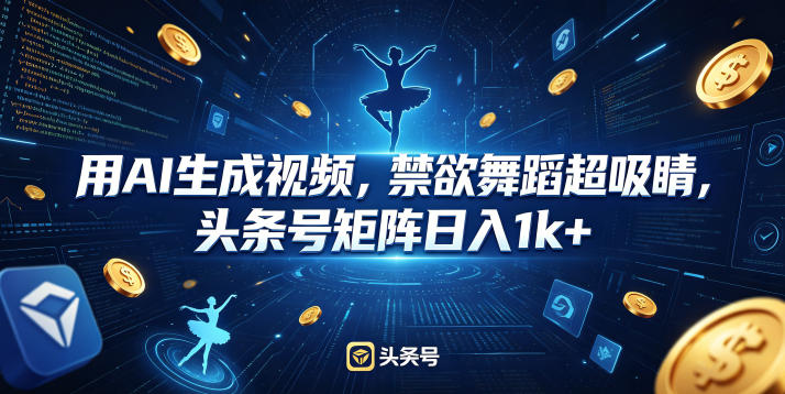 用AI生成视频，禁欲舞蹈超吸睛，头条号矩阵日入1k+-知享资源网