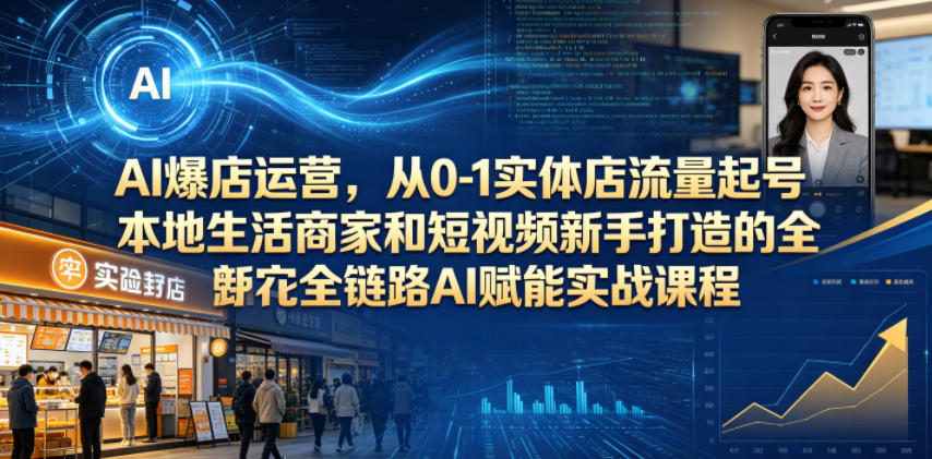 AI爆店运营，从0-1实体店流量起号，本地生活商家和短视频新手打造的全链路AI赋能实战课程-知享资源网