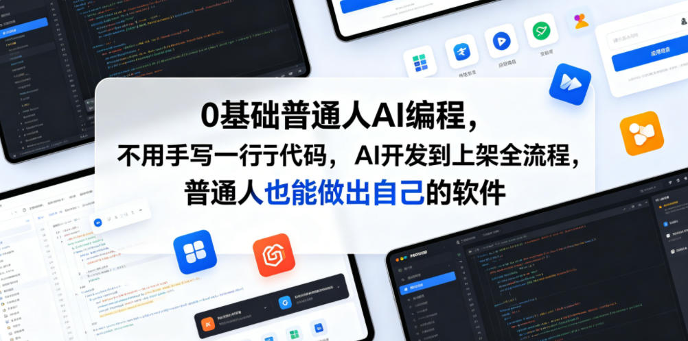 0基础普通人AI编程，不用手写一行代码，AI开发到上架全流程，普通人也能做出自己的软件-知享资源网