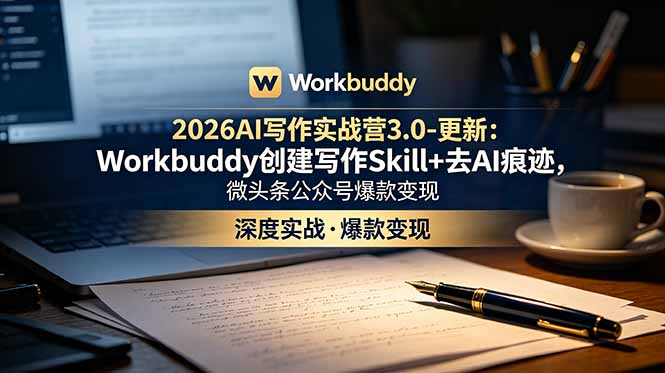 （18995期）2026AI写作实战营3.0-更新：Workbuddy创建写作Skill+去AI痕迹，微头条公众号爆款变现-知享资源网