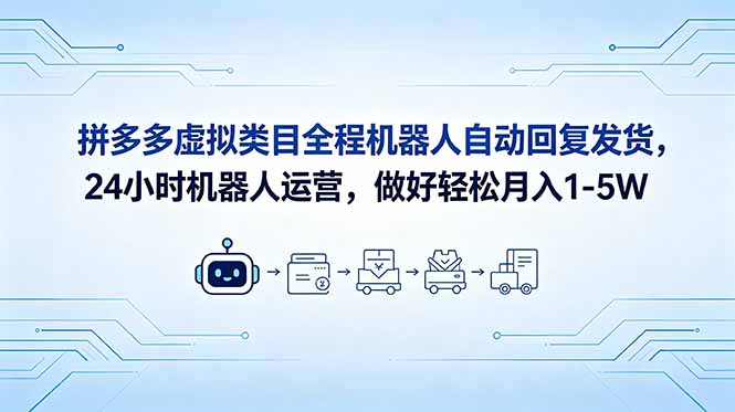 （18715期）拼多多虚拟类目全程机器人自动回复发货，24 小时机器人运营，做好轻松月入 1-5W-知享资源网