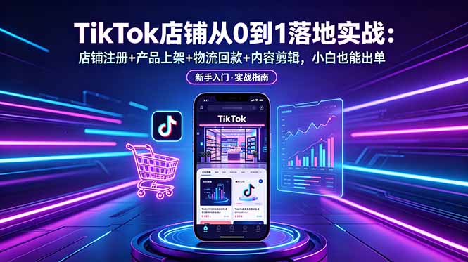 （18862期）TikTok店铺从0到1落地实战：店铺注册+产品上架+物流回款+内容剪辑，小白也能出单-知享资源网