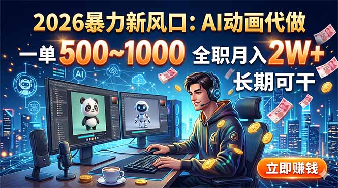 （18993期）2026暴力新风口：AI动画代做，一单500~1000，全职月入2W+，长期可干-知享资源网