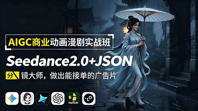 （18849期）AIGC商业动画漫剧实战班：Seedance2.0+JSON分镜大师，做出能接单的广告片-知享资源网