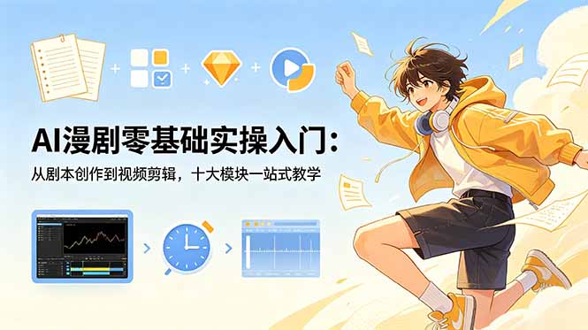 （18812期）AI漫剧零基础实操入门：从剧本创作到视频剪辑，十大模块一站式教学-知享资源网