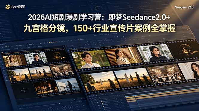 （19055期）2026AI短剧漫剧学习营：即梦Seedance2.0+九宫格分镜，150+行业宣传片案例全掌握-知享资源网