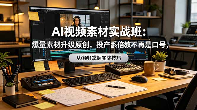 （19085期）AI视频素材实战班：爆量素材升级原创，投产翻倍不再是口号，0-1系统教学实战落地-知享资源网