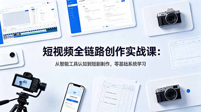 （18683期）短视频全链路创作实战课：从智能工具认知到短剧制作，零基础系统学习-知享资源网
