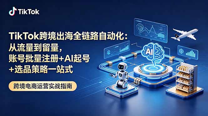 （18907期）TikTok跨境出海全链路自动化：从流量到留量，账号批量注册+AI起号+选品策略一站式-知享资源网
