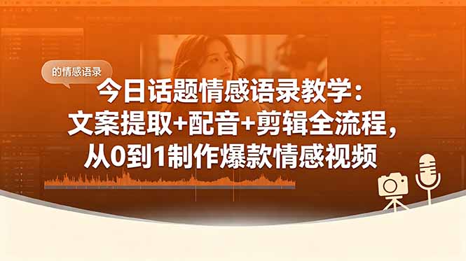 （18719期）今日话题情感语录教学：文案提取+配音+剪辑全流程，从0到1制作爆款情感视频-知享资源网