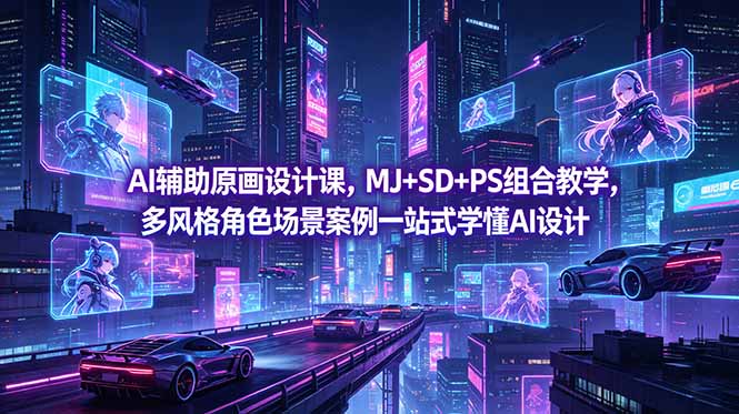 (18731期)AI辅助原画设计课,MJ+SD+PS组合教学,多风格角色场景案例一站式学懂AI设计-知享资源网