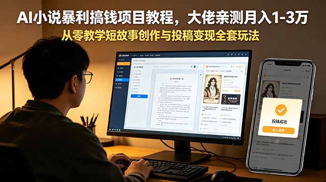 （18898期）AI小说暴利搞钱项目教程，大佬亲测月入1-3万，从零教学短故事创作与投稿变现全套玩法-知享资源网