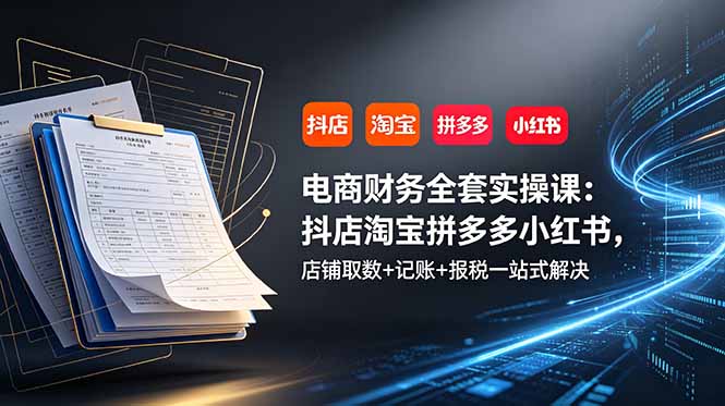 （19001期）电商财务全套实操课：抖店淘宝拼多多小红书，店铺取数+记账+报税一站式解决-知享资源网