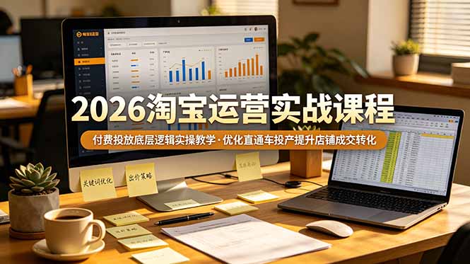 （19075期）2026 淘宝运营实战课程，付费投放底层逻辑实操教学，优化直通车投产提升店铺成交转化-知享资源网