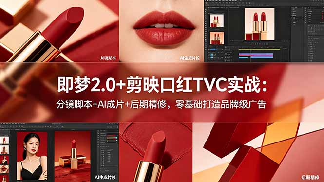 (18729期)即梦2.0+剪映口红TVC实战:分镜脚本+AI成片+后期精修,零基础打造品牌级广告-知享资源网