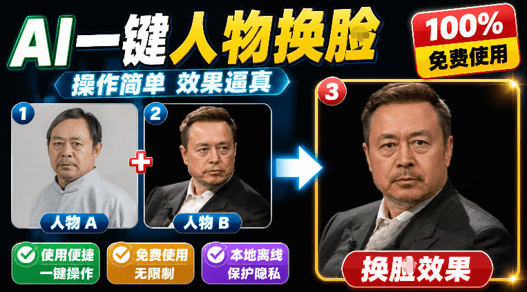 （19012期）纯离线本地运行！AI一键人物lian部替换软件，支持图片换lian，效果逼真，最便捷换lian工具FaceSwap-知享资源网
