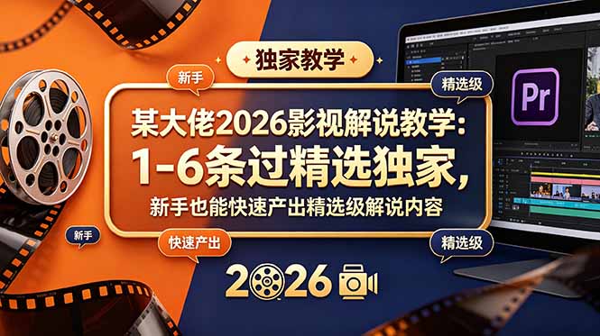 （18946期）某大佬2026影视解说教学：1-6条过精选独家，新手也能快速产出精选级解说内容-知享资源网