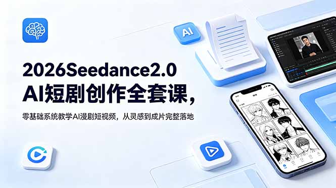 （18958期）2026Seedance2.0AI短剧创作全套课，零基础系统教学AI漫剧短视频，从灵感到成片完整落地-知享资源网