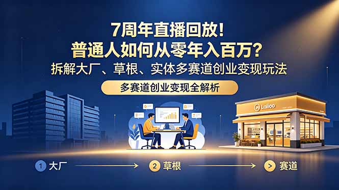 （18894期）7周年直播回放！普通人如何从零年入百万？拆解大厂、草根、实体多赛道创业变现玩法-知享资源网