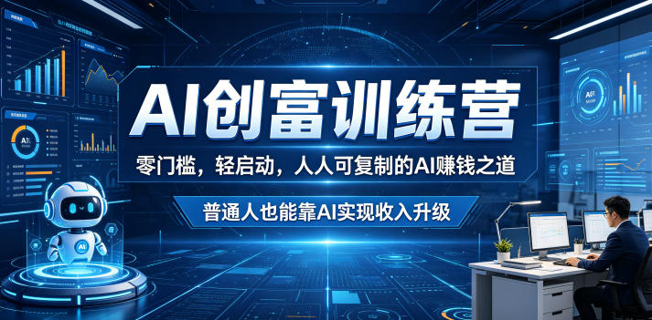 AI创富训练营，零门槛，轻启动，人人可复制的AI賺钱之道，普通人也能靠AI实现收入升级-知享资源网