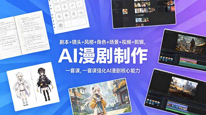 (18734期)剧本+镜头+风格+角色+场景+视频+剪辑,一套课强化AI漫剧核心能力-知享资源网