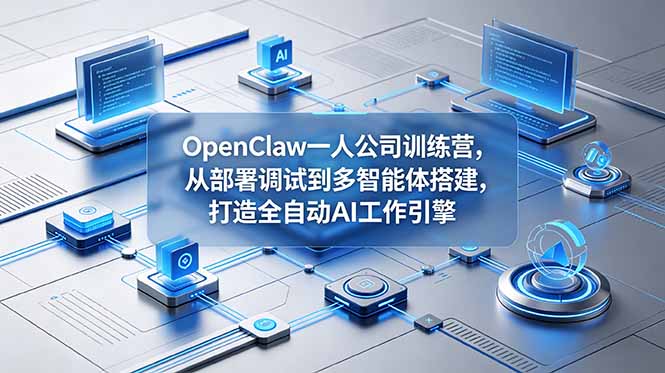 （18789期）OpenClaw 一人公司训练营，从部署调试到多智能体搭建，打造全自动 AI 工作引擎-知享资源网