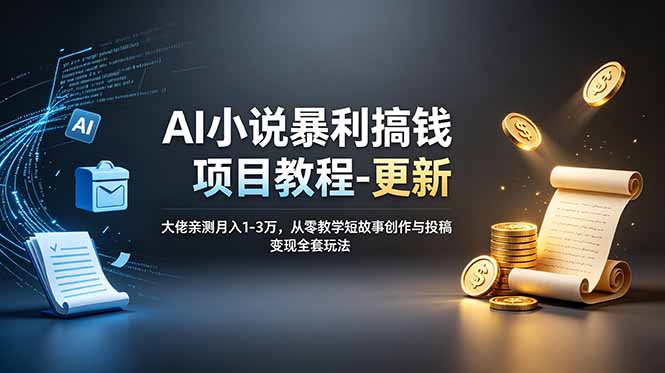 （19030期）AI小说暴利搞钱项目教程-更新，大佬亲测月入1-3万，从零教学短故事创作与投稿变现全套玩法-知享资源网
