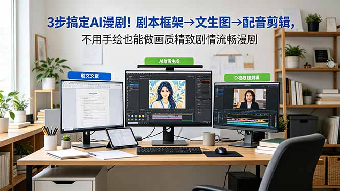 （18866期）3步搞定AI漫剧！剧本框架→文生图→配音剪辑，不用手绘也能做画质精致剧情流畅漫剧-知享资源网