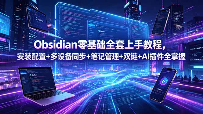 （18797期）Obsidian零基础全套上手教程，安装配置+多设备同步+笔记管理+双链+AI插件全掌握-知享资源网
