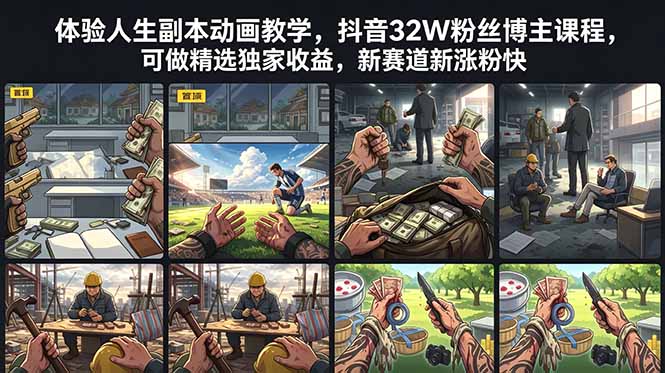 （18826期）体验人生副本动画教学， 抖音32W粉丝博主课程，可做精选独家收益，新赛道新涨粉快-知享资源网