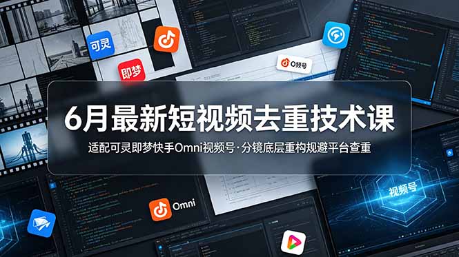 （19031期）6月最新短视频去重技术课，适配可灵即梦快手Omni视频号，分镜底层重构规避平台查重-知享资源网