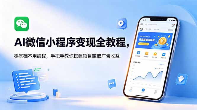 （18773期）AI微信小程序变现全教程，零基础不用编程，手把手教你搭建项目赚取广告收益-知享资源网