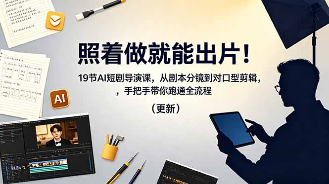 （18694期）照着做就能出片！19节AI短剧导演课，从剧本分镜到对口型剪辑，手把手带你跑通全流程（更新）-知享资源网
