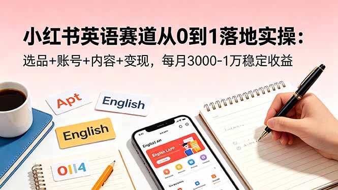 （18771期）小红书英语赛道从0到1落地实操：选品+账号+内容+变现，每月3000-1万稳定收益-知享资源网