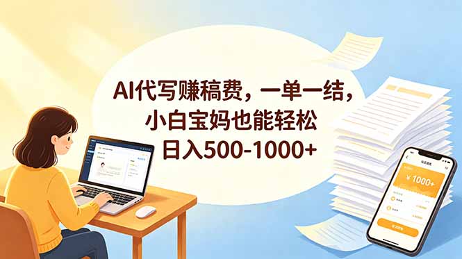 （18772期）AI代写赚稿费，一单一结，小白宝妈也能轻松日入500-1000+-知享资源网