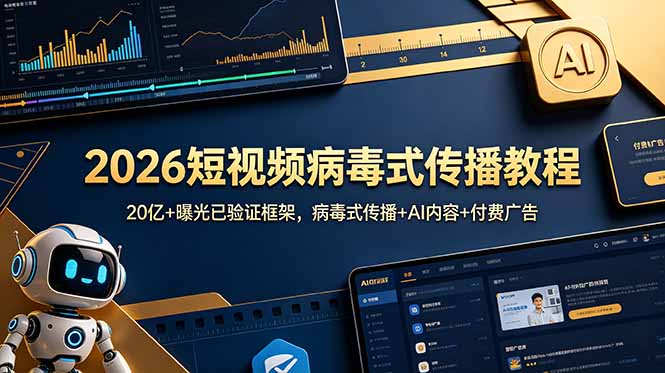 （18986期）2026短视频病毒式传播教程：20亿+曝光已验证框架，病毒式传播+AI内容+付费广告-知享资源网