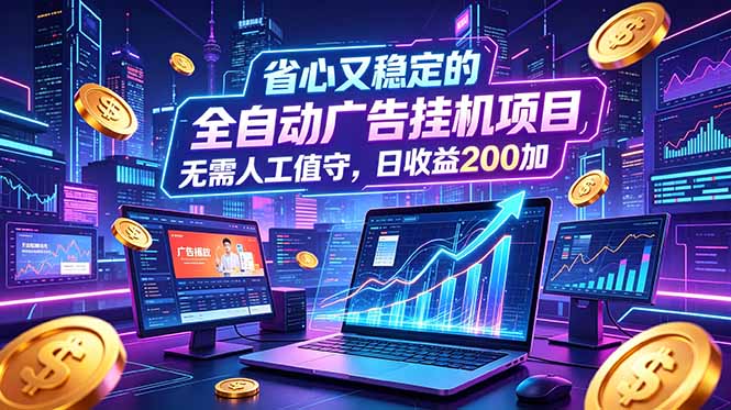 （18899期）全自动广告挂机项目，全程无需人工值守。稳定创收每日收益200+-知享资源网