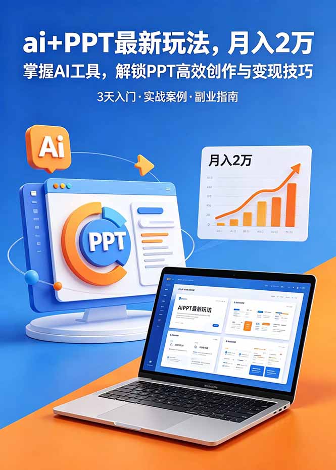 （18881期）ai+PPT最新玩法，月入2万掌握AI工具，解锁PPT高效创作与变现技巧3天入门，实战案例·副业指南-知享资源网