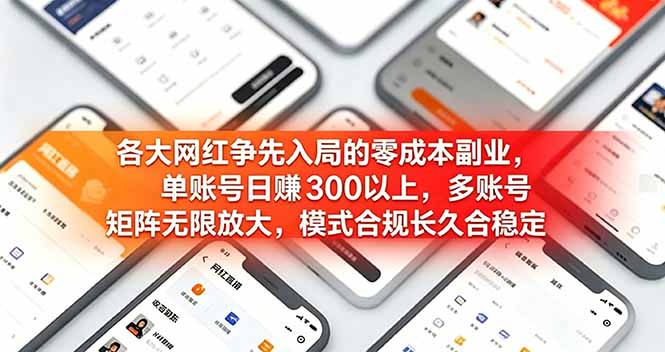 （19092期）各大网红争先入局的零成本副业，单账号日赚 300 以上，多号矩阵可放大，模式合规长久稳定！-知享资源网
